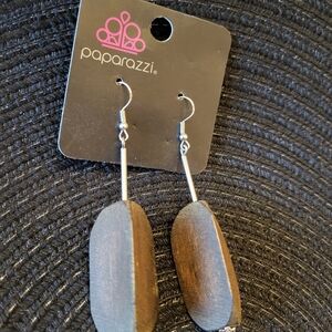 Paparazzi Dark Brown Wooden Earrings